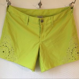 Athleta Lime Green Eyelet Floral Boardshort Size 6